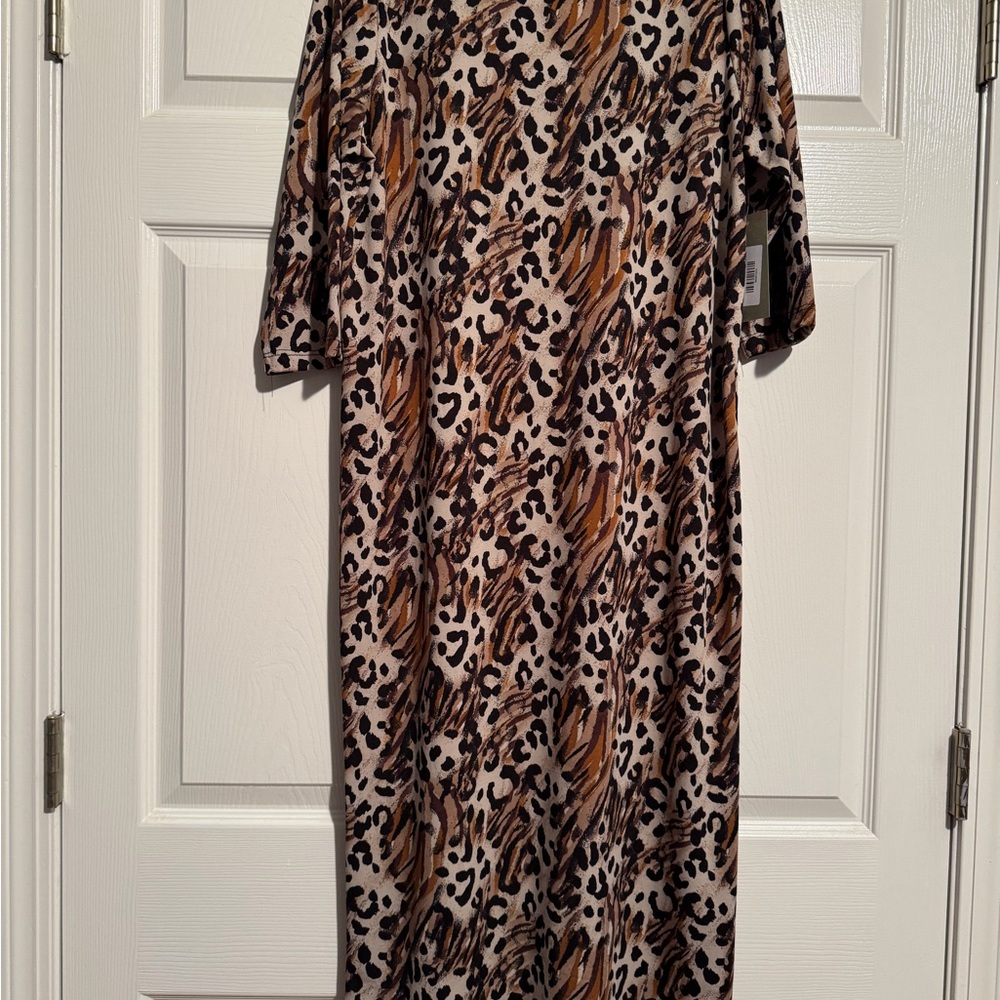 Chic Animal Print Long Sleeve layering  Dress